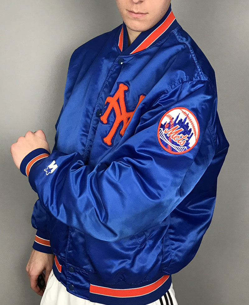 Men's New York Mets Blue Satin Jacket Men's New York Mets Blue Satin Jacket - Image 3