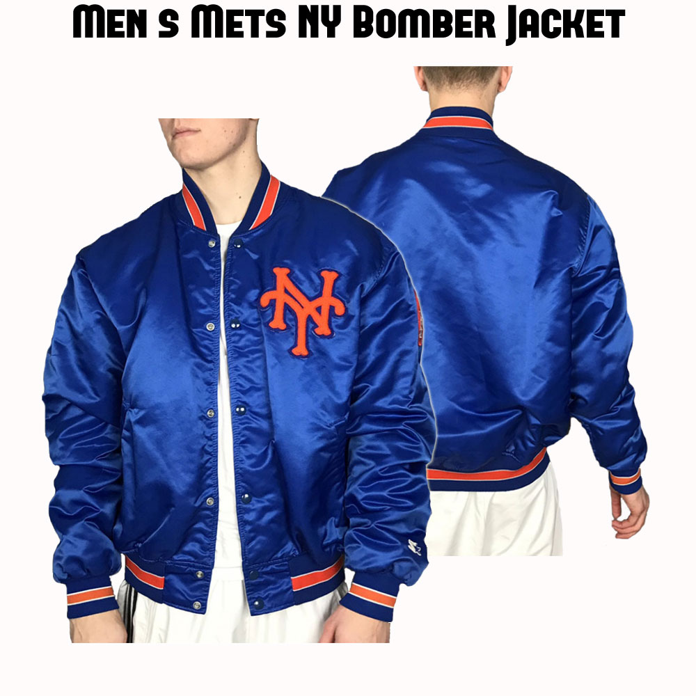 Men's New York Mets Blue Satin Jacket Men's New York Mets Blue Satin Jacket - Image 5
