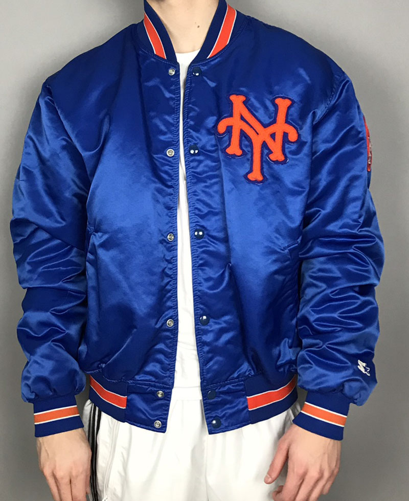 Men's New York Mets Blue Satin Jacket Men's New York Mets Blue Satin Jacket - Image 4