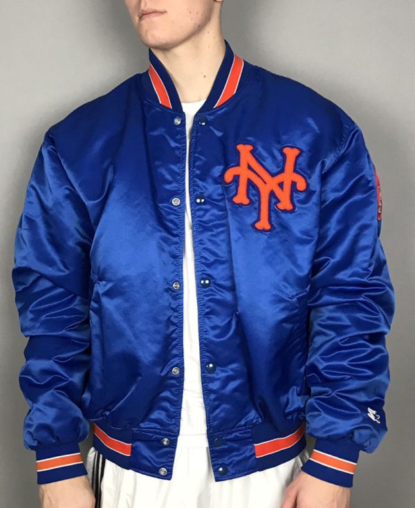 Men's New York Mets Blue Satin Jacket