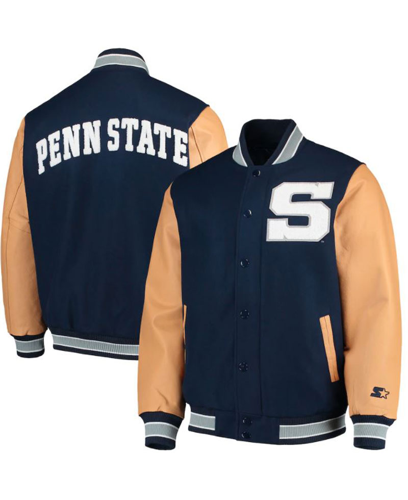 Men's Penn State Navy Blue Bomber Jacket Men's Penn State Navy Blue Bomber Jacket - Image 4