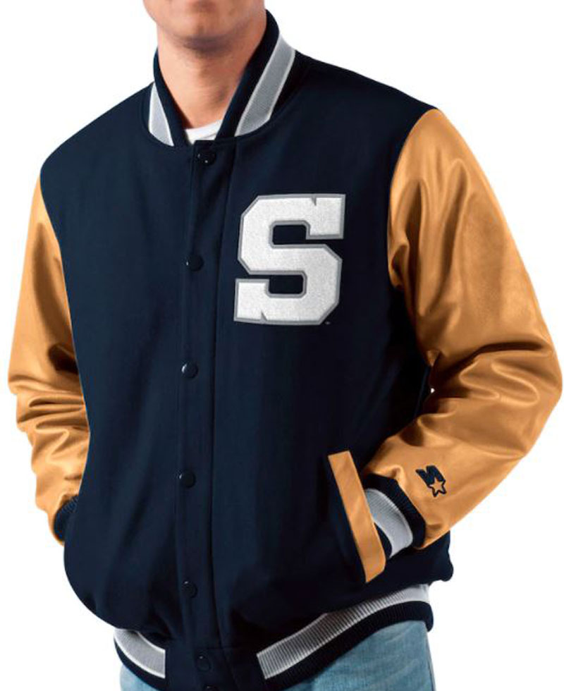 Men's Penn State Navy Blue Bomber Jacket Men's Penn State Navy Blue Bomber Jacket - Image 3