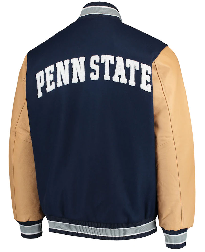 Men's Penn State Navy Blue Bomber Jacket Men's Penn State Navy Blue Bomber Jacket - Image 2