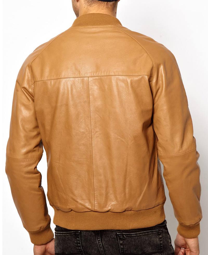 Men's Bomber Casual Wear Tan Brown Leather Jacket Men's Bomber Casual Wear Tan Brown Leather Jacket - Image 2