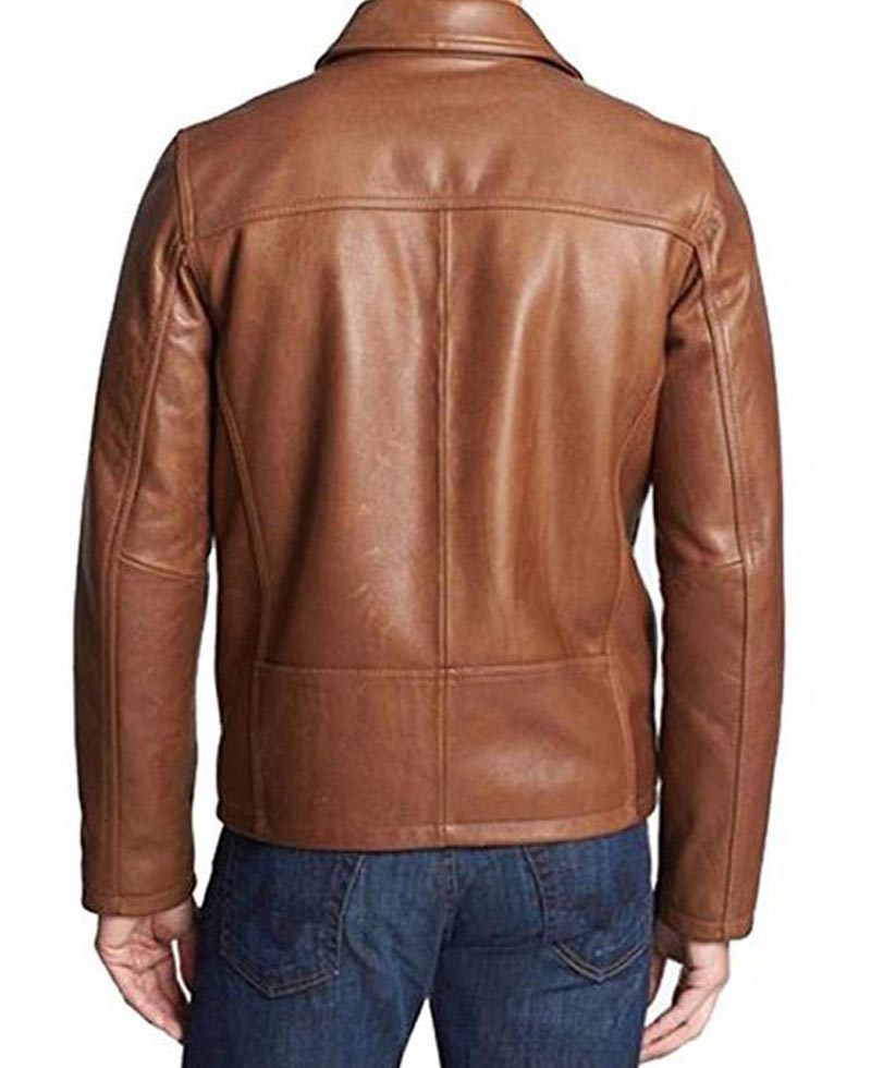 Men's Casual Wear Shirt Collar Brown Leather Jacket Men's Casual Wear Shirt Collar Brown Leather Jacket - Image 2