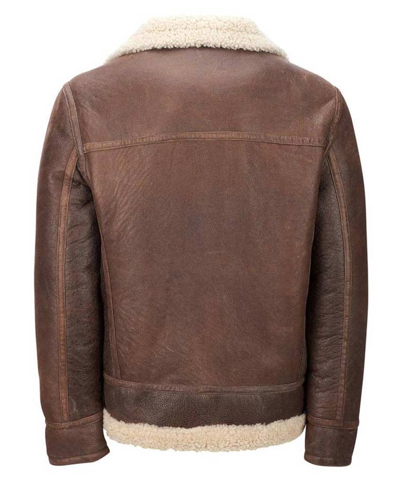 Men's Aviator Faux Shearling Brown Leather Jacket Men's Aviator Faux Shearling Brown Leather Jacket - Image 2