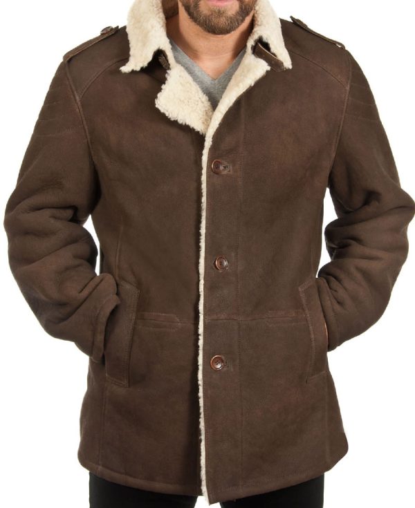 Men's Shearling Brown Sheepskin Leather Coat