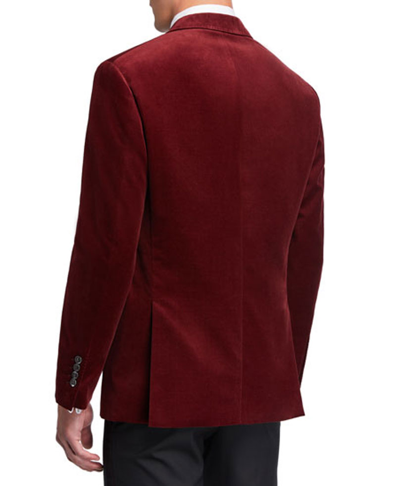 Men's Dinner Red Velvet Peak-Lapel Jacket Men's Dinner Red Velvet Peak-Lapel Jacket - Image 2
