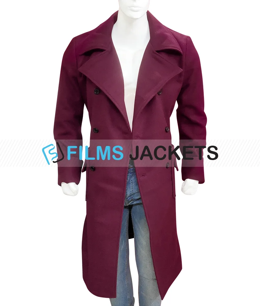 Men’s Burgundy Trench Coat Men’s Burgundy Trench Coat - Image 3