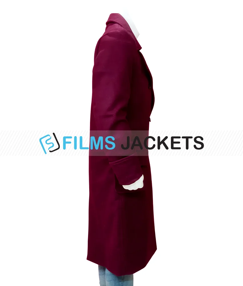 Men’s Burgundy Trench Coat Men’s Burgundy Trench Coat - Image 4