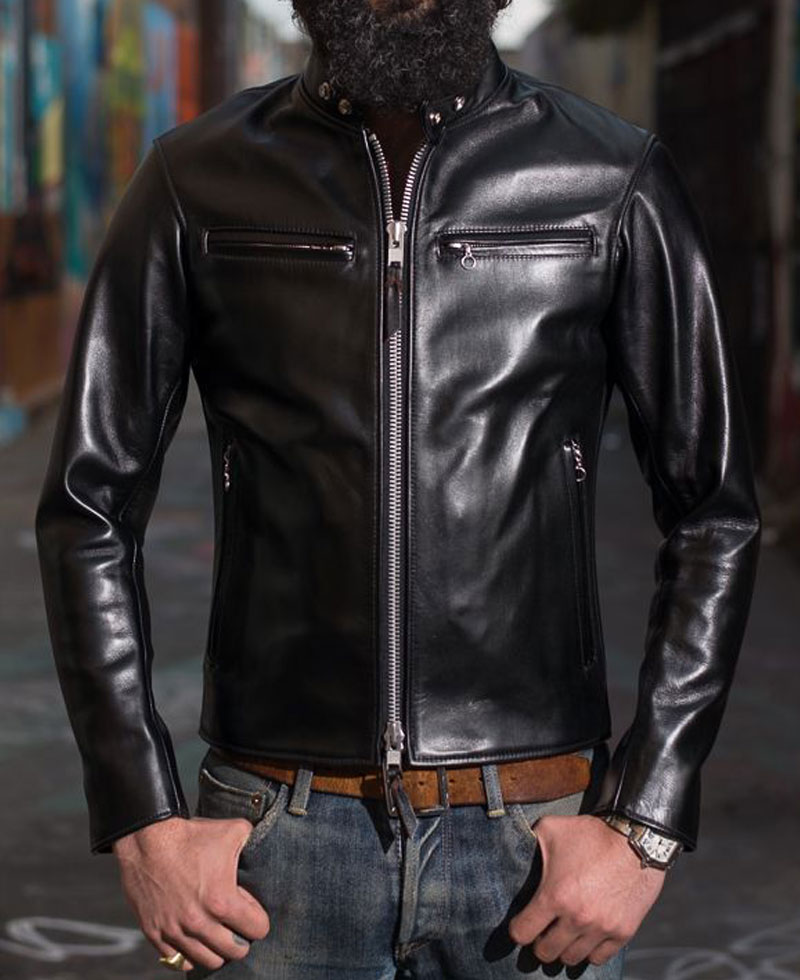 Men's Motorcycle Iron Heart Black Leather Jacket Men's Motorcycle Iron Heart Black Leather Jacket - Image 4