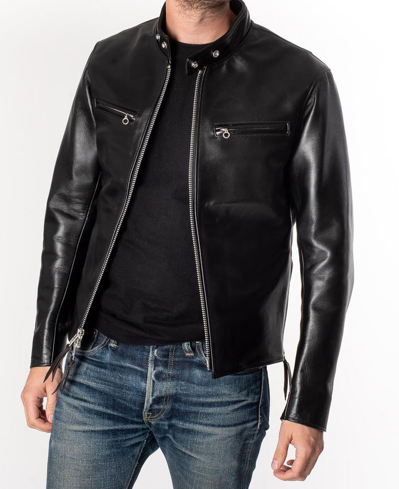 Men's Motorcycle Iron Heart Black Leather Jacket Men's Motorcycle Iron Heart Black Leather Jacket - Image 3