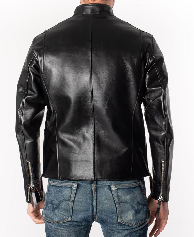 Men's Motorcycle Iron Heart Black Leather Jacket Men's Motorcycle Iron Heart Black Leather Jacket - Image 2