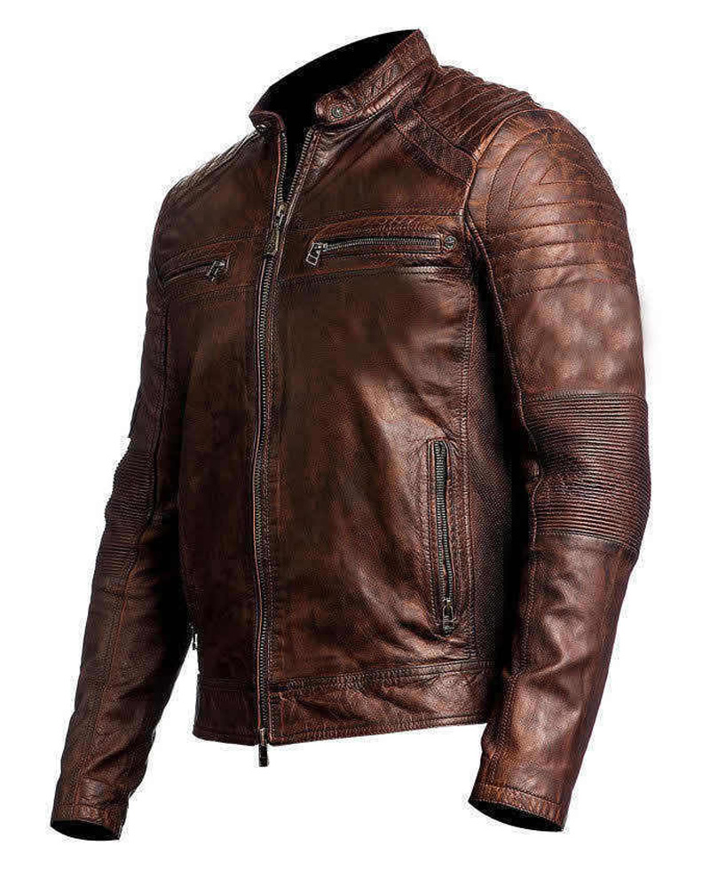 Men's Cafe Racer Vintage Leather Motorcycle Jacket Men's Cafe Racer Vintage Leather Motorcycle Jacket - Image 3