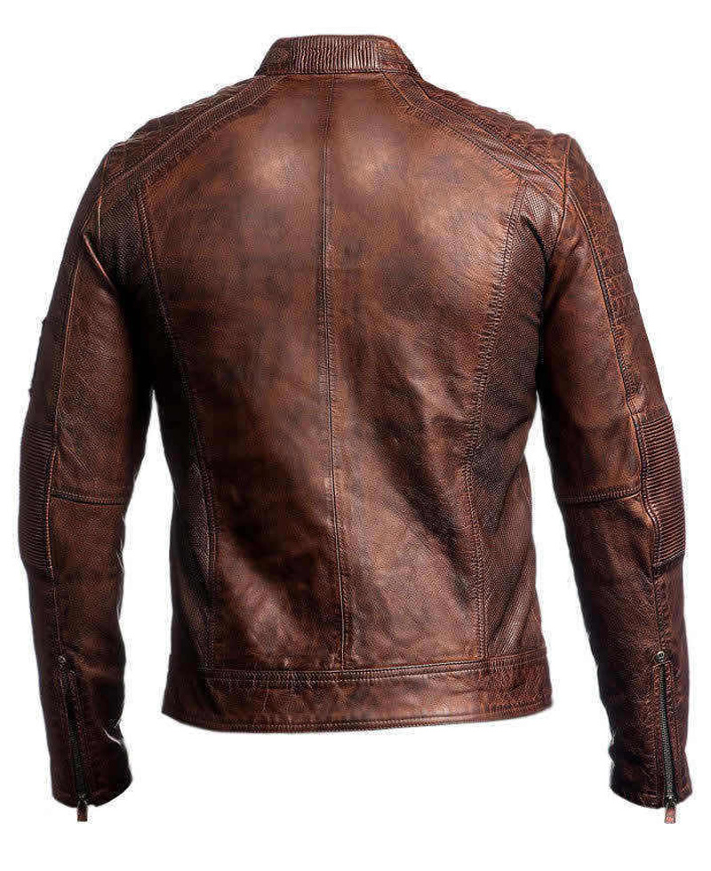 Men's Cafe Racer Vintage Leather Motorcycle Jacket Men's Cafe Racer Vintage Leather Motorcycle Jacket - Image 2