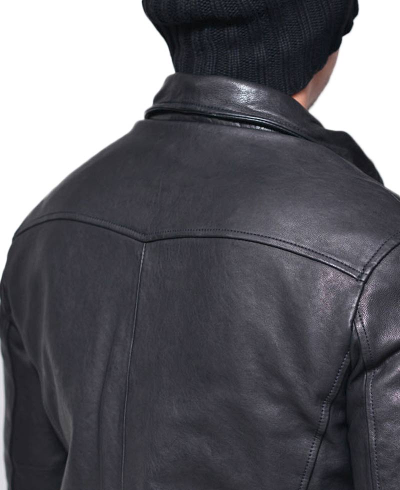 Men's Shirt Collar Casual Lambskin Leather Jacket Men's Shirt Collar Casual Lambskin Leather Jacket - Image 4