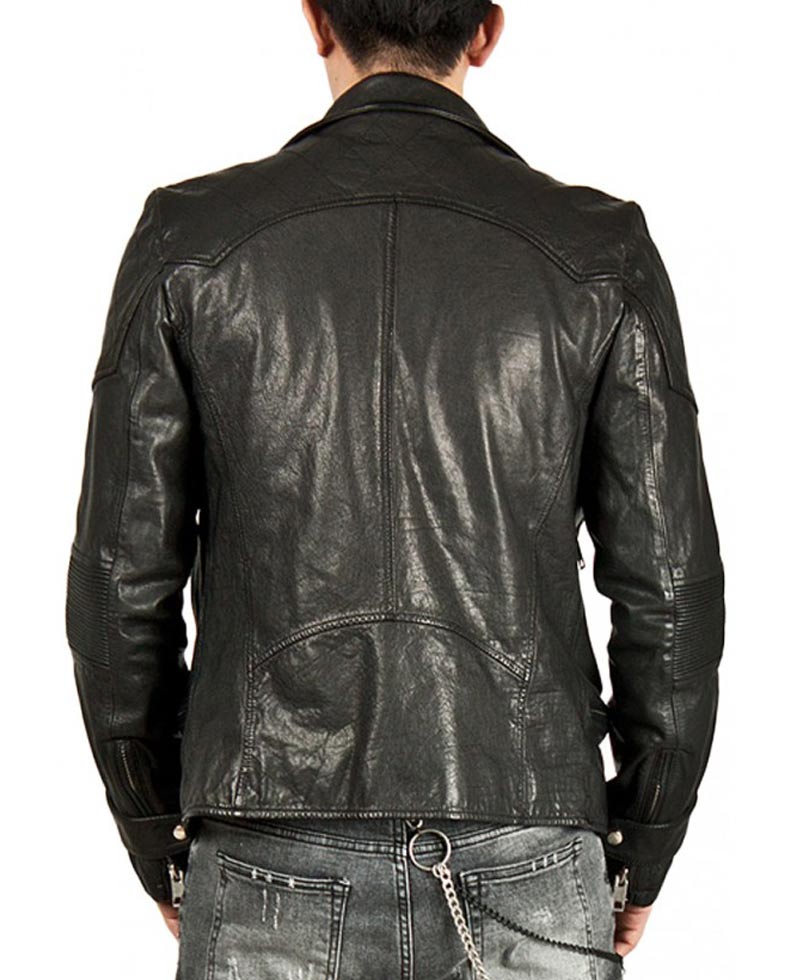 Men's Casual Stand Collar Black Leather Jacket Men's Casual Stand Collar Black Leather Jacket - Image 2
