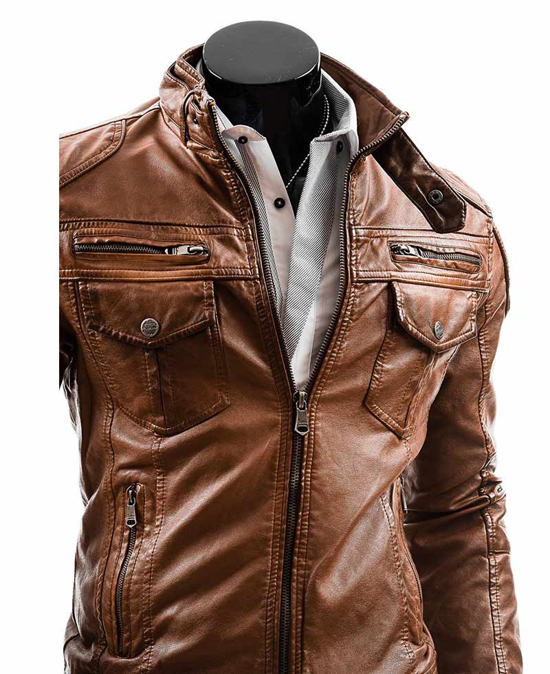 Men's Casual Wear Slim Fit Camel Brown Jacket Men's Casual Wear Slim Fit Camel Brown Jacket - Image 4