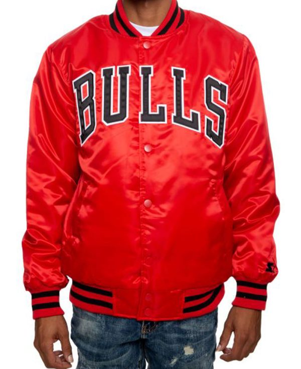Men's Chicago Bulls Bomber Satin Red Jacket