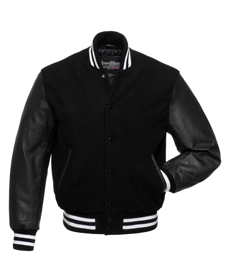 Men's College Black Bomber Jacket Men's College Black Bomber Jacket