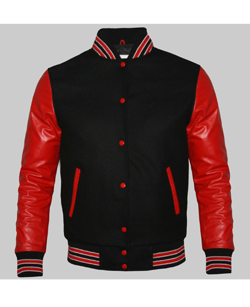 Men's College Varsity Red and Black Jacket