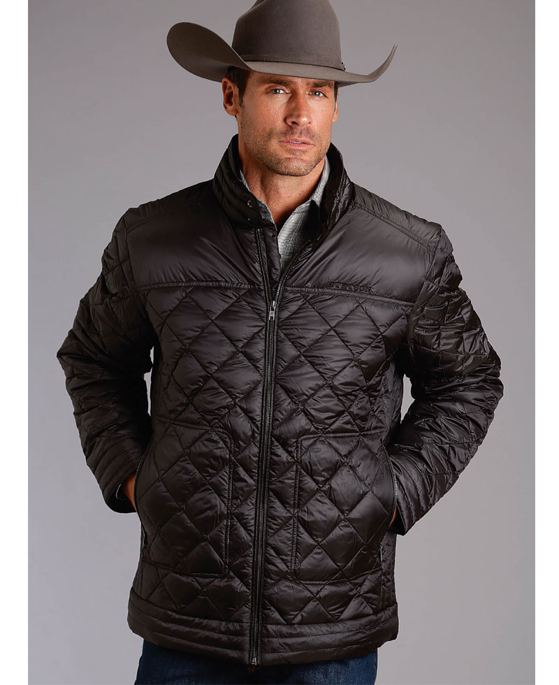Men's Cowboy Quilted Black Down Jacket Men's Cowboy Quilted Black Down Jacket