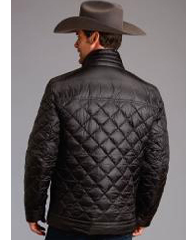 Men's Cowboy Quilted Black Down Jacket Men's Cowboy Quilted Black Down Jacket - Image 2