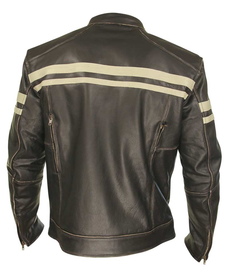 Men's Biker Cafe Racer Dark Brown Leather Jacket Men's Biker Cafe Racer Dark Brown Leather Jacket - Image 2