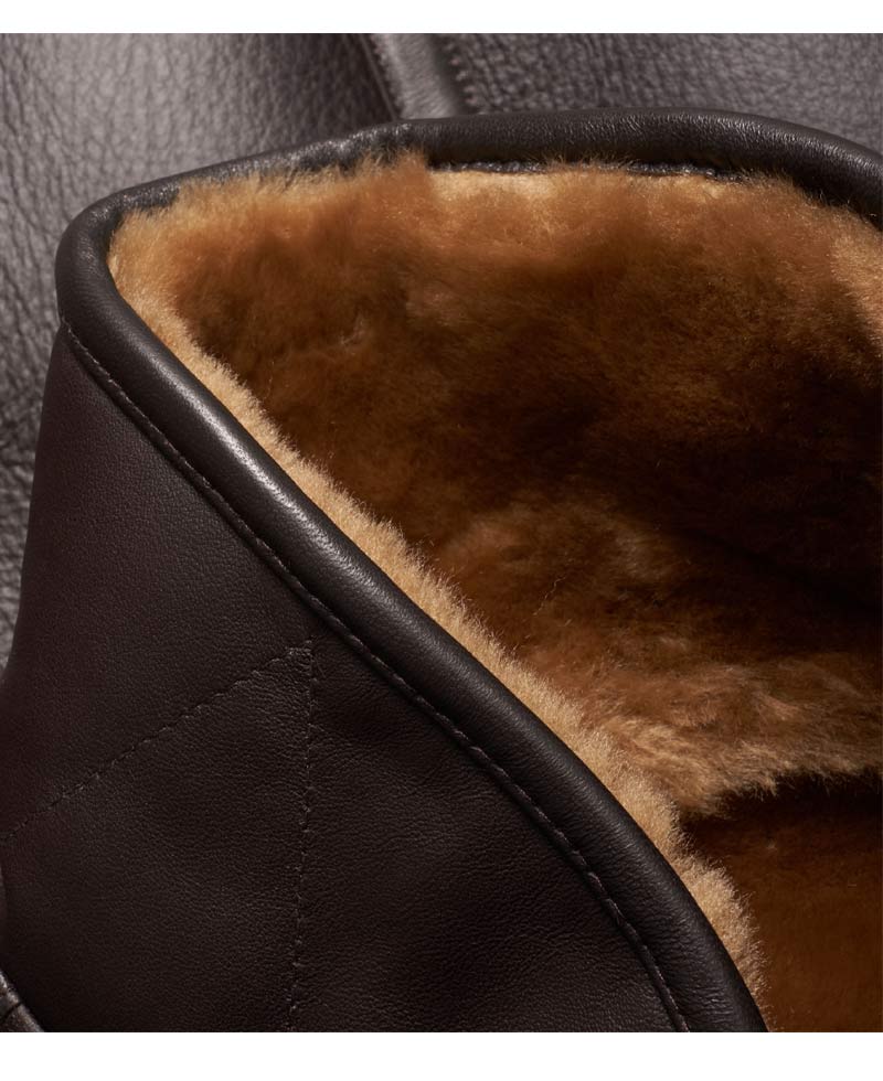 Men's Dark Brown Leather Shearling Lined Jacket Men's Dark Brown Leather Shearling Lined Jacket - Image 7