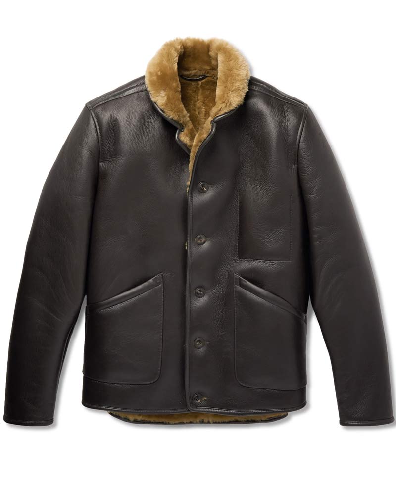 Men's Dark Brown Leather Shearling Lined Jacket