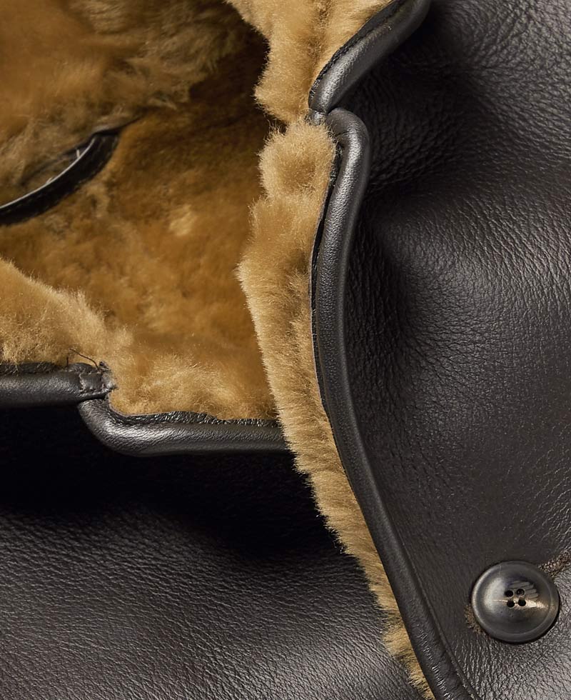 Men's Dark Brown Leather Shearling Lined Jacket Men's Dark Brown Leather Shearling Lined Jacket - Image 3