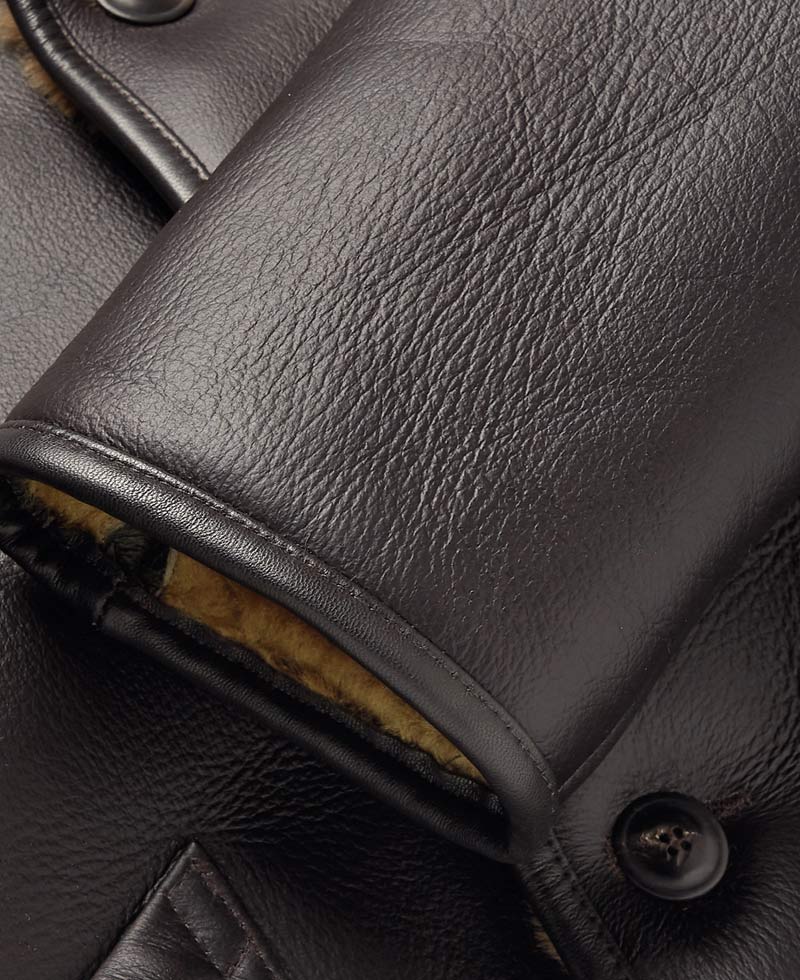 Men's Dark Brown Leather Shearling Lined Jacket Men's Dark Brown Leather Shearling Lined Jacket - Image 5
