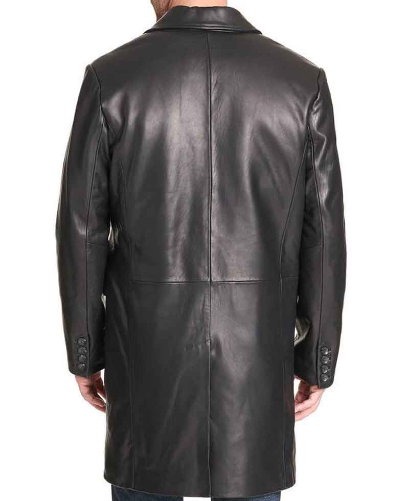 Men's Designer Topper Lined Black Leather Coat Men's Designer Topper Lined Black Leather Coat - Image 4
