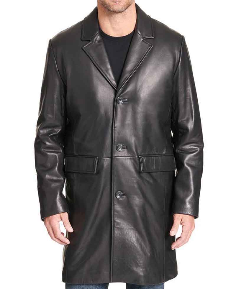 Men's Designer Topper Lined Black Leather Coat Men's Designer Topper Lined Black Leather Coat