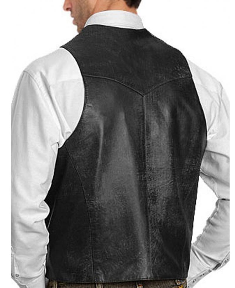 Men's Vintage Designer Black Leather Vest Men's Vintage Designer Black Leather Vest - Image 2