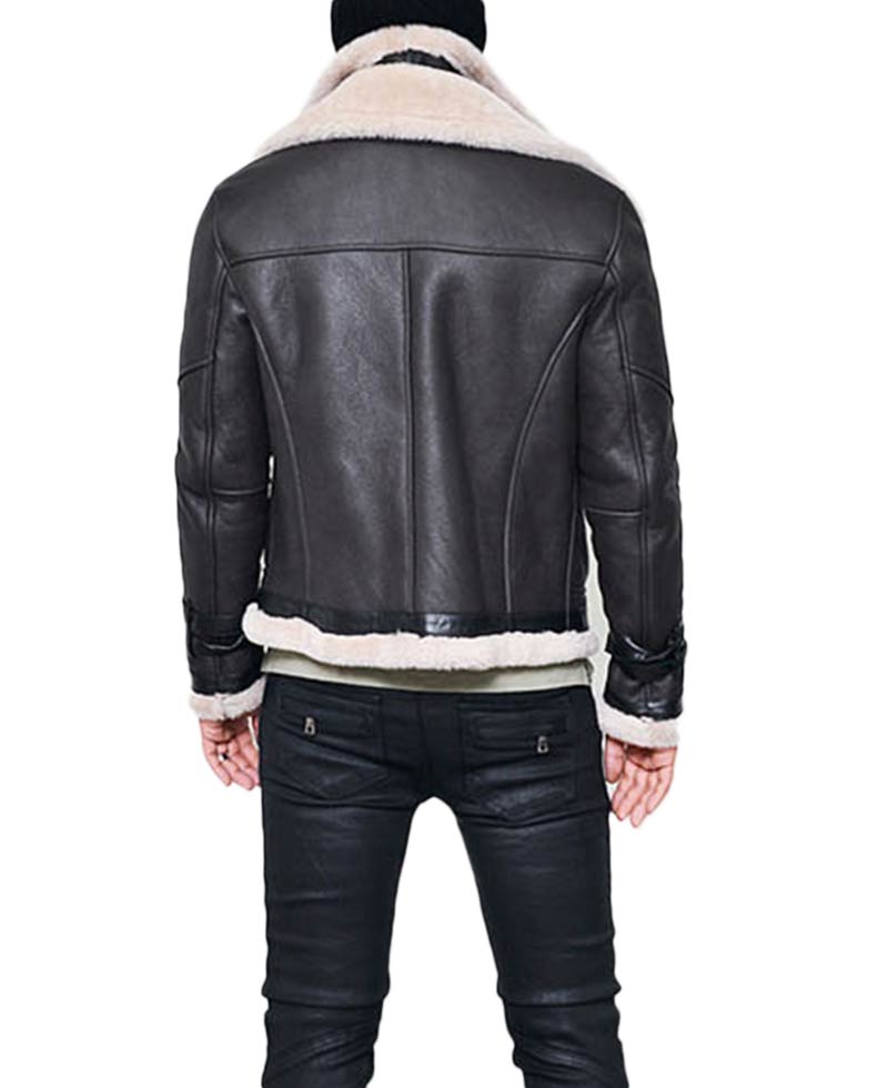 Men's Sheepskin Shearling Double Collar Leather Jacket Men's Sheepskin Shearling Double Collar Leather Jacket - Image 2