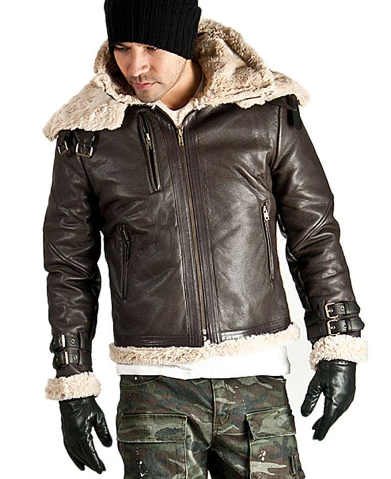 Men's Belted Fur Lined Double Face Jacket Men's Belted Fur Lined Double Face Jacket - Image 3