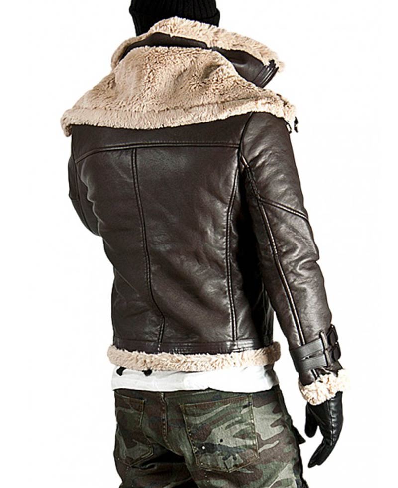 Men's Belted Fur Lined Double Face Jacket Men's Belted Fur Lined Double Face Jacket - Image 4