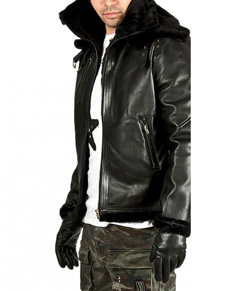 Men's Belted Fur Lined Double Face Jacket Men's Belted Fur Lined Double Face Jacket - Image 5