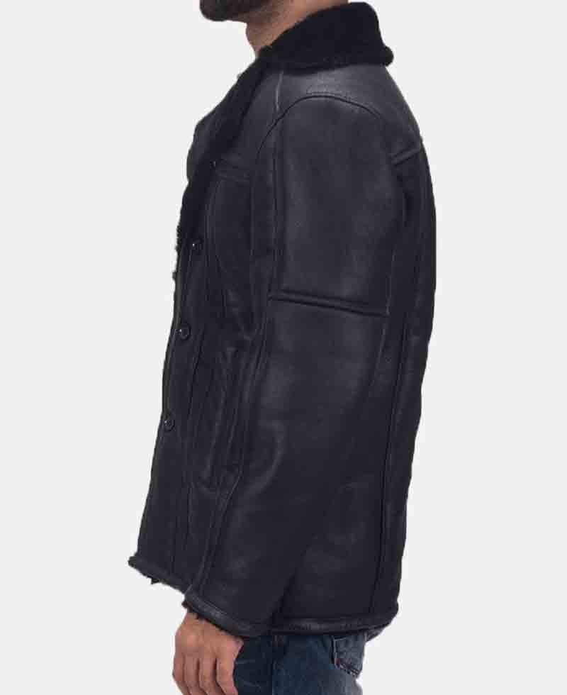 Men's Furcliff Double Face Shearling Black Leather Jacket Men's Furcliff Double Face Shearling Black Leather Jacket - Image 4