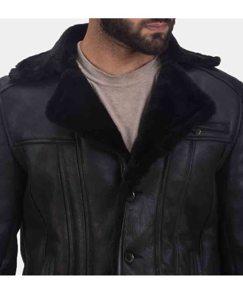 Men's Furcliff Double Face Shearling Black Leather Jacket Men's Furcliff Double Face Shearling Black Leather Jacket - Image 5