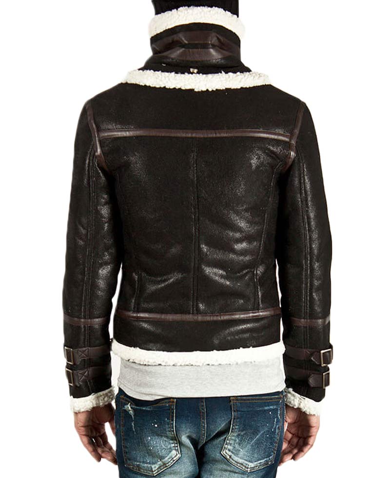 Men's Double Face Real Leather Faux Shearling Jacket Men's Double Face Real Leather Faux Shearling Jacket - Image 2
