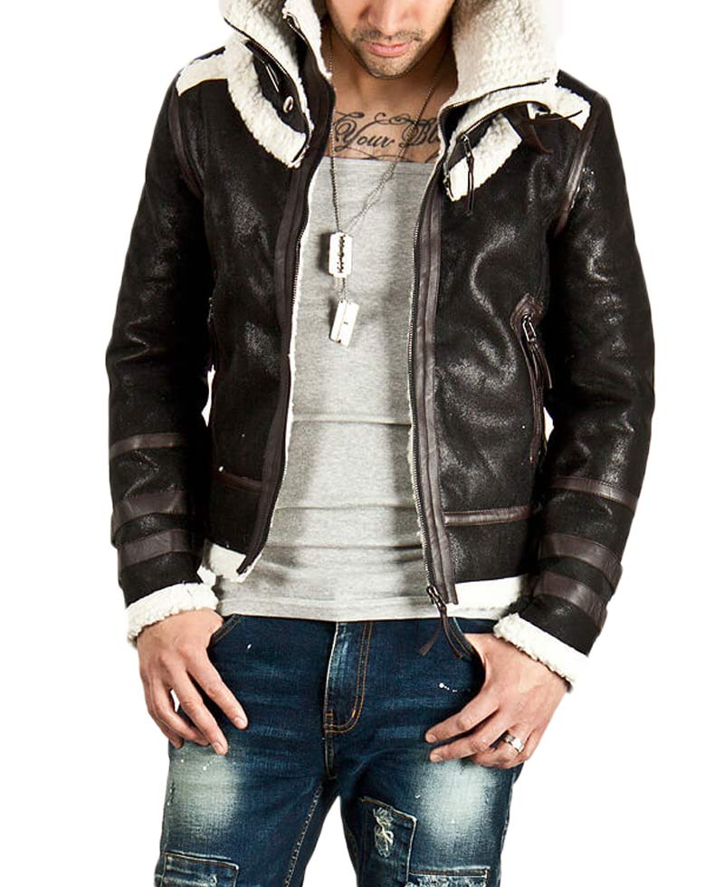 Men's Double Face Real Leather Faux Shearling Jacket Men's Double Face Real Leather Faux Shearling Jacket