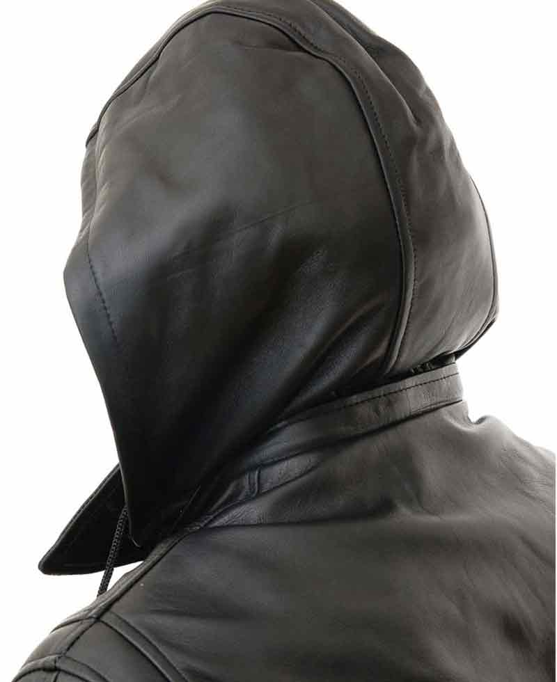 Men's Duffle Black Leather Coat Men's Duffle Black Leather Coat - Image 3