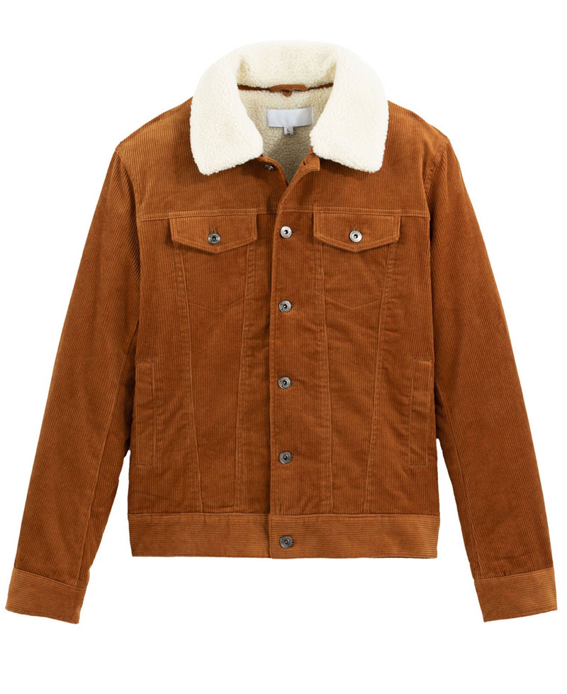 Men's FJ101 Brown Corduroy Faux Shearling Jacket Men's FJ101 Brown Corduroy Faux Shearling Jacket - Image 5