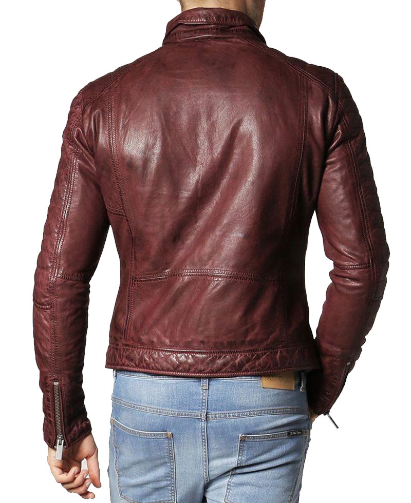 Men's FJM108 Biker Designer Asymmetrical Brown Leather Jacket mens fjm108 designer brown leather biker jacket