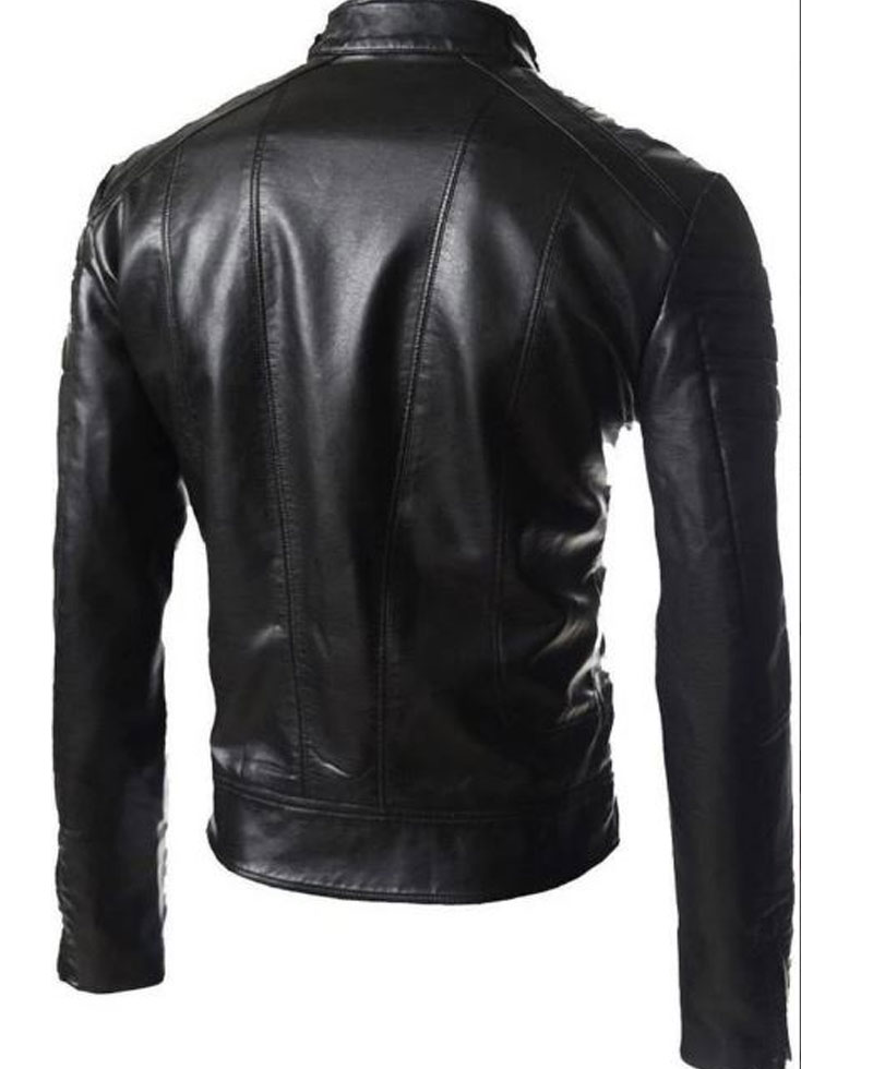 Men's FJM457 Designer Asymmetrical Motorcycle Black Leather Jacket Men's FJM457 Designer Asymmetrical Motorcycle Black Leather Jacket - Image 2