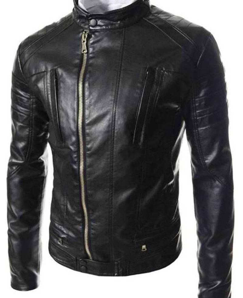 Men's FJM457 Designer Asymmetrical Motorcycle Black Leather Jacket Men's FJM457 Designer Asymmetrical Motorcycle Black Leather Jacket