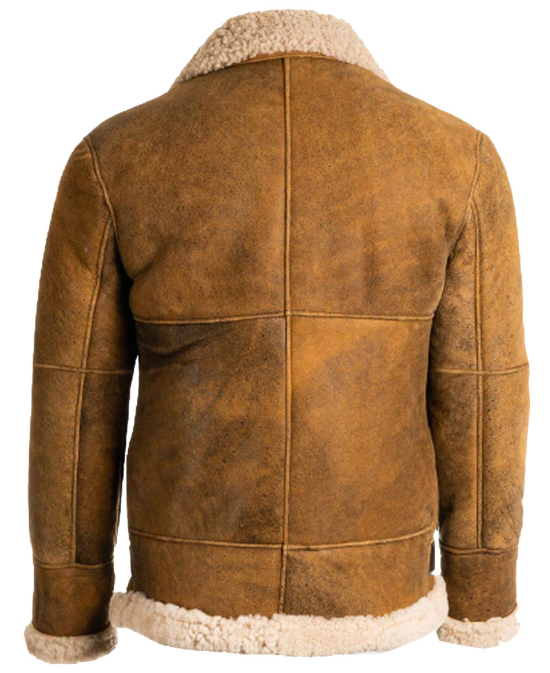 Men's Flight Aviator B3 Shearling Brown Leather Jacket Men's Flight Aviator B3 Shearling Brown Leather Jacket - Image 3
