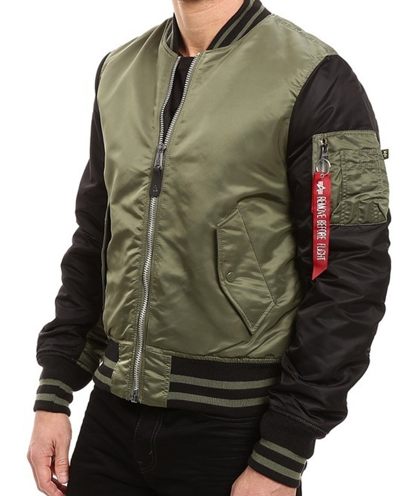 Men's Varsity Flight MA‐1 Green and Black Jacket Men's Varsity Flight MA‐1 Green and Black Jacket
